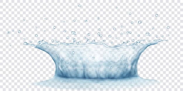 Durchscheinende Wasserkrone mit Tropfen. Spritzen Sie in den grauen Farben, lokalisiert auf transparentem Hintergrund. Transparenz nur in Vektordatei