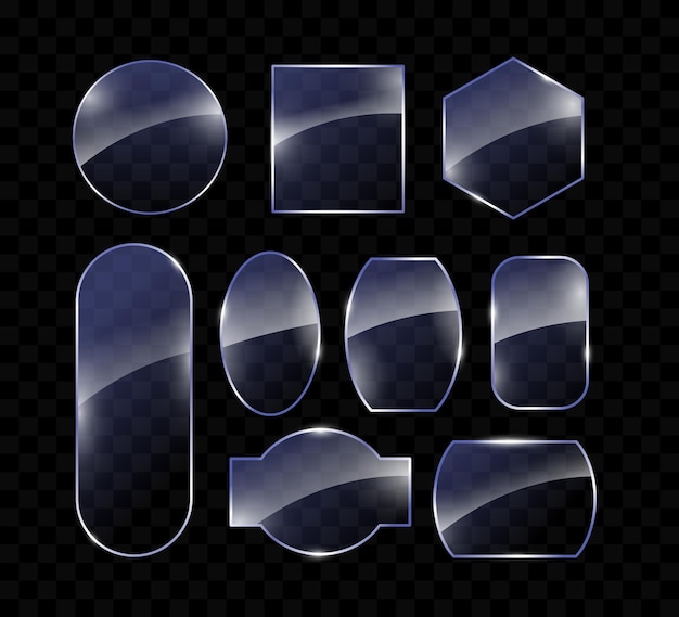 Durchsichtiger Glasrahmen, glänzende Kantenanzeige und Glas-Effekt