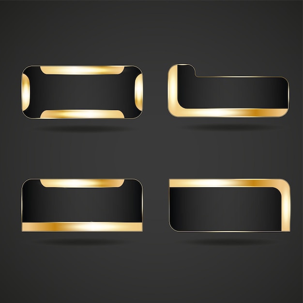 Durchsichtiges Knopf-Set mit goldenem Rahmen