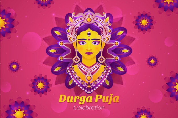 Vektor durga-puja-hintergrund mit farbverlauf