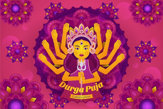 Durga-puja-hintergrund mit farbverlauf