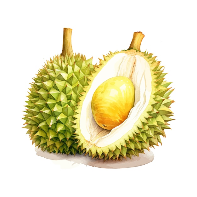 Durian aquarell clipart weißer hintergrund