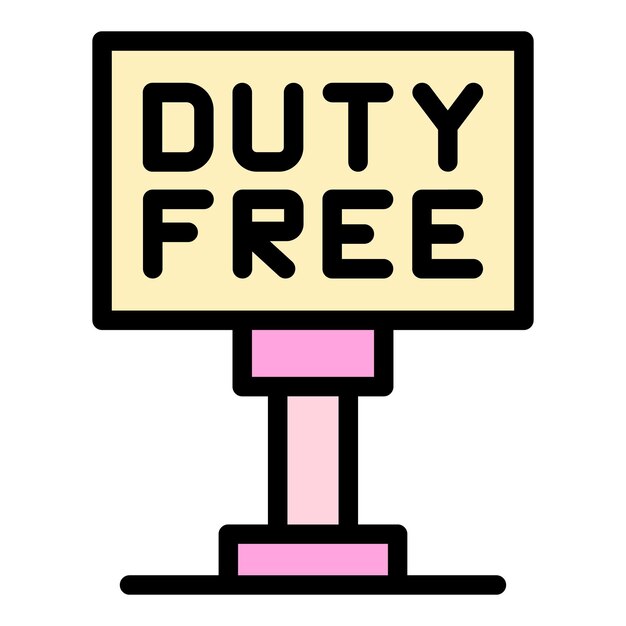 Duty-free-board-symbol. umriss des duty-free-board-vektorsymbols in farbe, flach isoliert