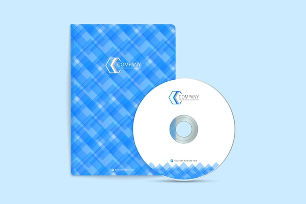 Dvd-cover-vorlage für offizielles papierdokument des unternehmens in blau