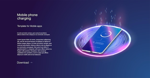 Vektor dynamic mobile charging interface display eine lebendige und ansprechende visualisierung des ladens von batterien