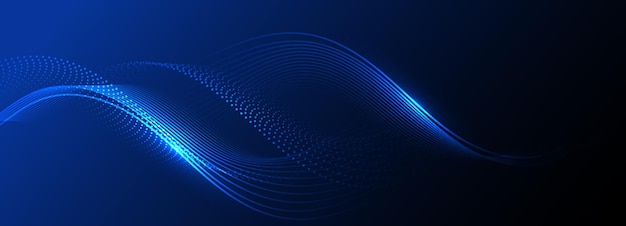 Dynamische abstrakte blaue Wellenlinien auf dunklem Hintergrund