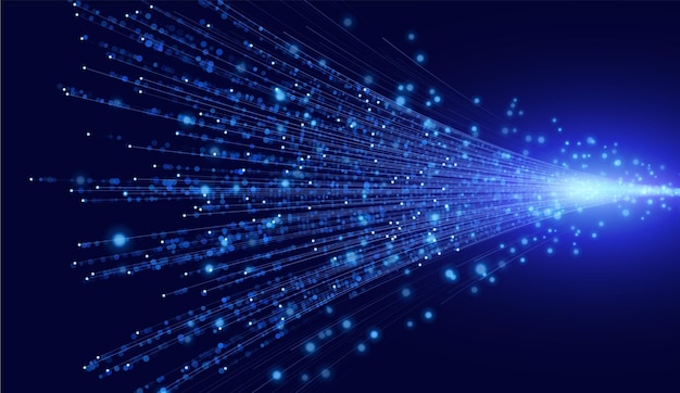 Dynamische blaue Linien symbolisieren Hochgeschwindigkeits-Internet, futuristischen Luftfluss und moderne Tech-Bewegung