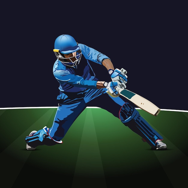 Dynamische indische Cricket-Spieler-Illustration Hochwertige Vektorkunst