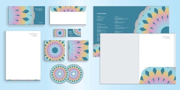 Dynamisches mandala-holographisches psychedelisches steigungs-farbfirmengeschäfts-identitäts-briefpapier