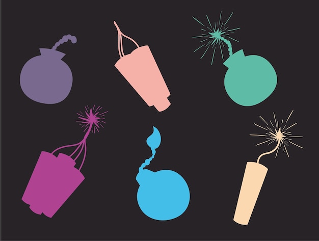 Dynamitboom-Bomben-Explosiv-Firecracker-TNT-Isolierungssatz Vektorflach-Grafik-Design-Illustration