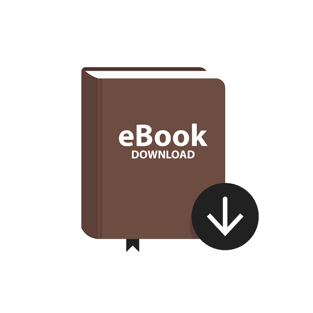 E-book-symbol mit download-pfeiltaste. konzept der digitalen bibliothek für online-buch. vektor-illustration.