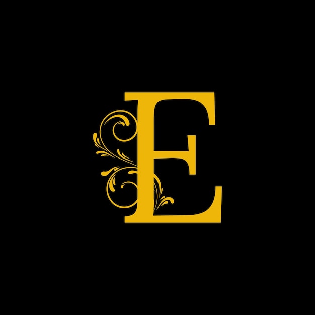 Vektor e-brief-logo mit luxuriösem floralem golddesign