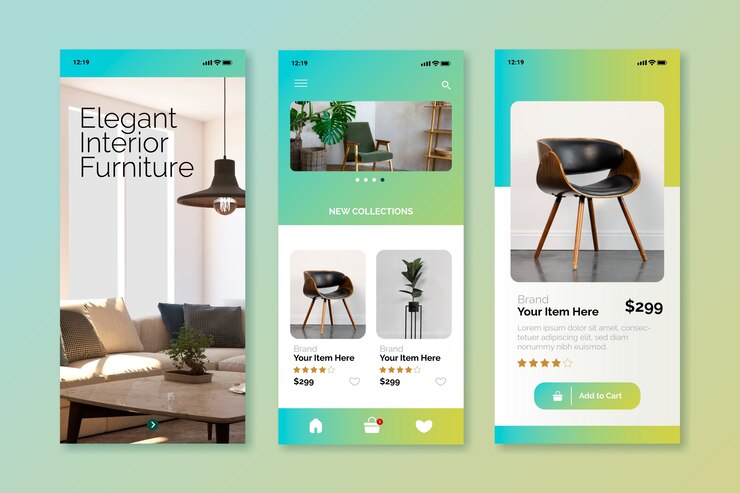 E-Commerce-App-Vorlage mit Farbverlauf