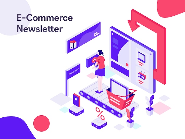 E-commerce-newsletter isometrische illustration