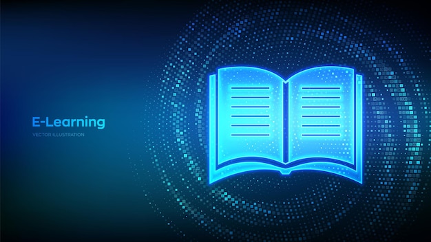 E-Learning mit binärem Code Innovative Online-Ausbildung Webinar, das Online-Trainings anbietet Fähigkeitenentwicklung Virtueller Tunnel, der mit digitalem Code erstellt wurde Datenfluss-Vektor-Illustration