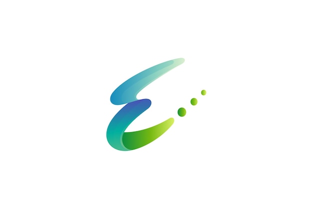 E-logo-design mit wasserblaseneffekt