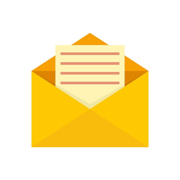 E-Mail-Brief-Symbol Flache Darstellung des E-Mail-Brief-Vektorsymbols isoliert auf weißem Hintergrund