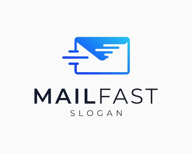 E-mail-e-mail-umschlag empfangen senden superschneller geschwindigkeitsservice expresslieferung schnelles vektor-logo-design