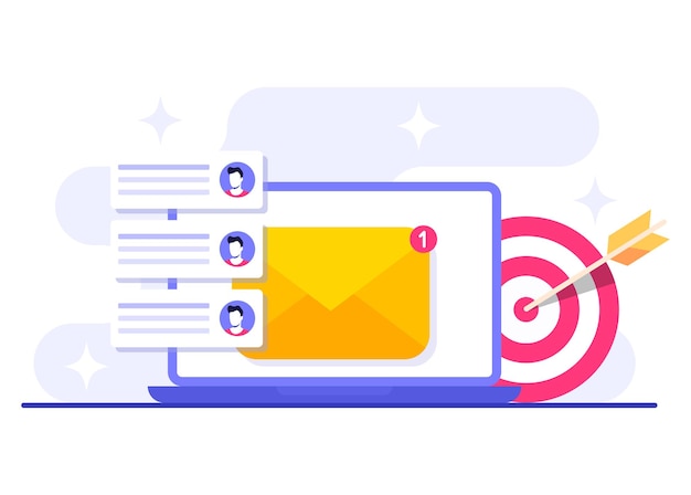 E-Mail-Marketing flache Illustration Vektorkonzept Geschäftsstrategie Werbung E-Mail Newsletter