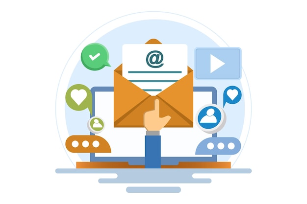 E-Mail-Marketing-Strategie-Konzept oder E-mail-Kampagne oder Senden von E-Mails an potenzielle Kunden