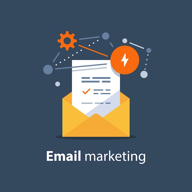 Vektor e-mail-marketing-strategie, newsletter-konzept