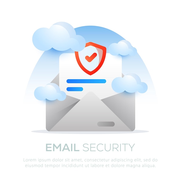 E-Mail-Sicherheitsillustrationsdesign für mobiles oder Website-Design