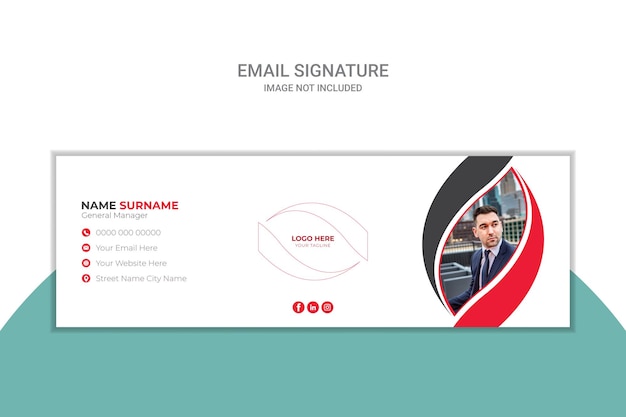 Vektor e-mail-signaturvorlage mit social-media-designvorlage