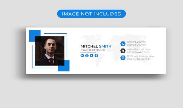 Vektor e-mail-signaturvorlage oder e-mail-fußzeile und persönliches social-media-cover-design