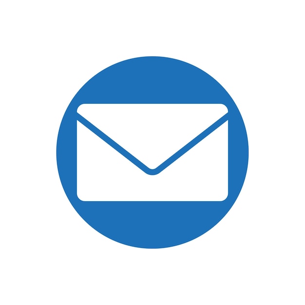 E-Mail-Symbol Schlossener Umschlag in einem blauen Kreis Nachrichtensymbol Vektorillustration Eps 10 Stockbild
