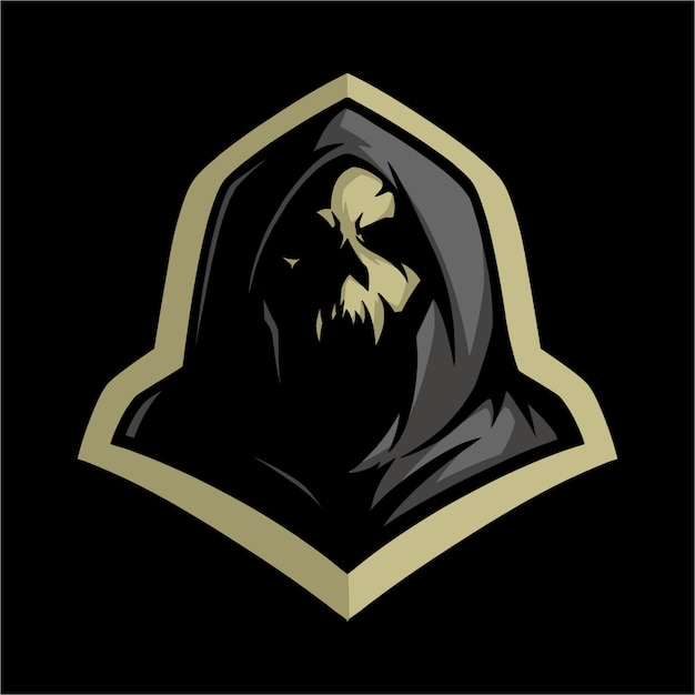 E sport logo totenkopf in grauer kapuze