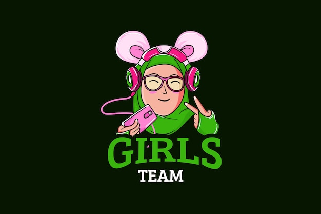 E-sport team logo vorlage mit mädchen