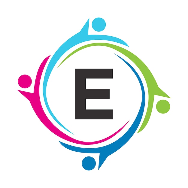 E Teamwork Logo Einheit Symbol Wohltätigkeitszeichen Gemeinde Gesundheitsversorgung Gewerkschaft Logo