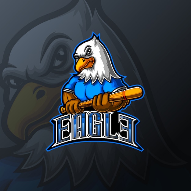 Eagle baseball maskottchen und sport logo design