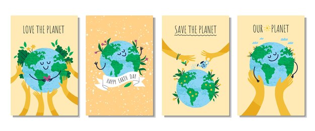 Vektor earth day environmental globe save nature vorlage für kartenplakatbanner