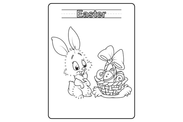 Vektor easter dot to dot malseite für kinder