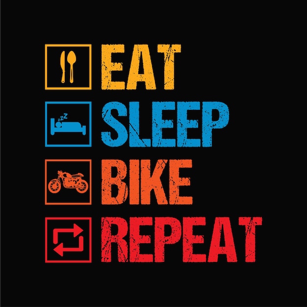 Eat Sleep Bike wiederholen Typografie-T-Shirt-Design