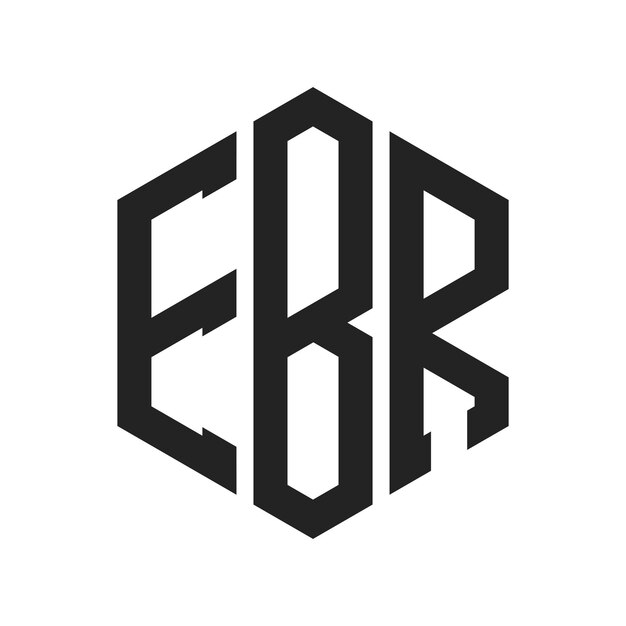 EBR-Logo-Design Anfangsbuchstaben EBR-Monogramm-Logo in sechseckiger Form