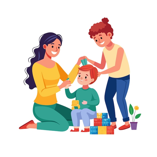 Echte Familienmomente Vektorillustrationskonzepte