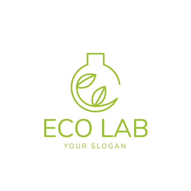 Eco-lab-logo mit glühbirne und blättern in moderner grüner farbe