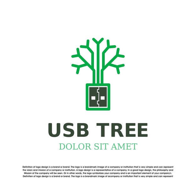 Vektor eco-tech-logo-usb-baum-logo-vektor-design-vorlage