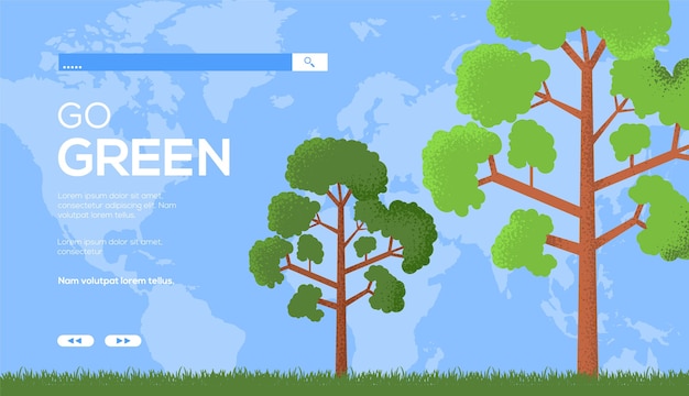 Eco Tree UI Header, Site eingeben, Banner. Geh grün