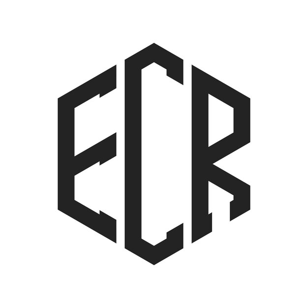 ECR-Logo-Design Anfangsbuchstaben ECR-Monogramm-Logo in sechseckiger Form