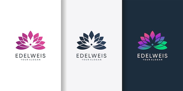 Edelweis-logo mit modernem farbverlaufsblumenkonzept premium-vektor