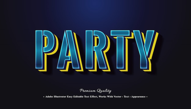 Editable effekt des textes 3d der party