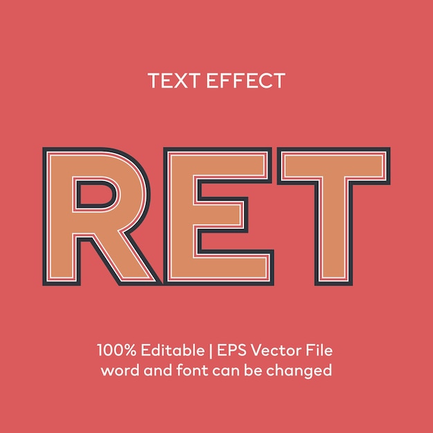 Editierbare Texteffekt-Mockup-Vorlage im Retro-Stil. 3D-Textstil-Effekt-Mockup-Vorlage