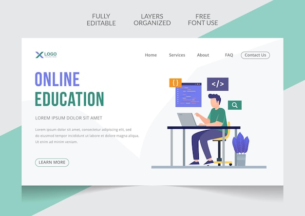 Editierbare Vorlage für das Design der Zielseite für Online-Bildungskurse