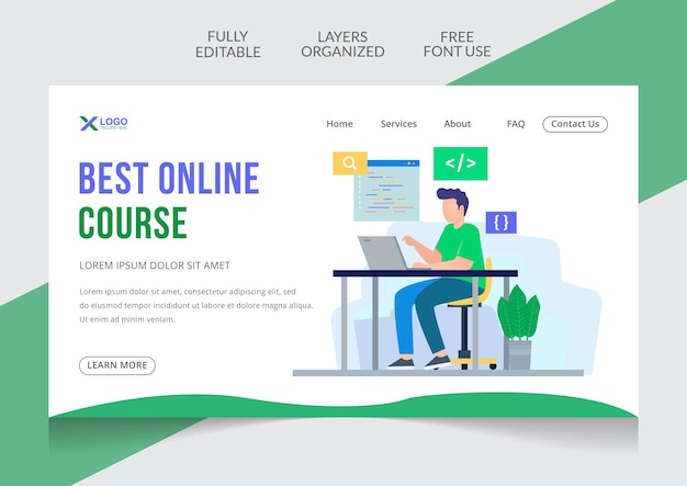 Editierbare Vorlage für das Design der Zielseite für Online-Schulungen