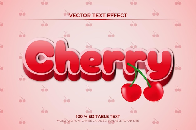Editierbarer Text-Effekt mit realistischem Cherry-Vektor