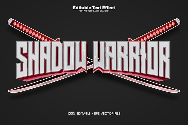 Editierbarer texteffekt von shadow warrior im modernen trendstil