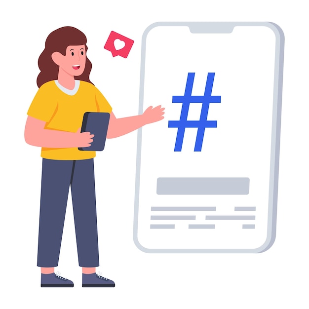 Editierbarer vektor der telefon-hashtag-illustration